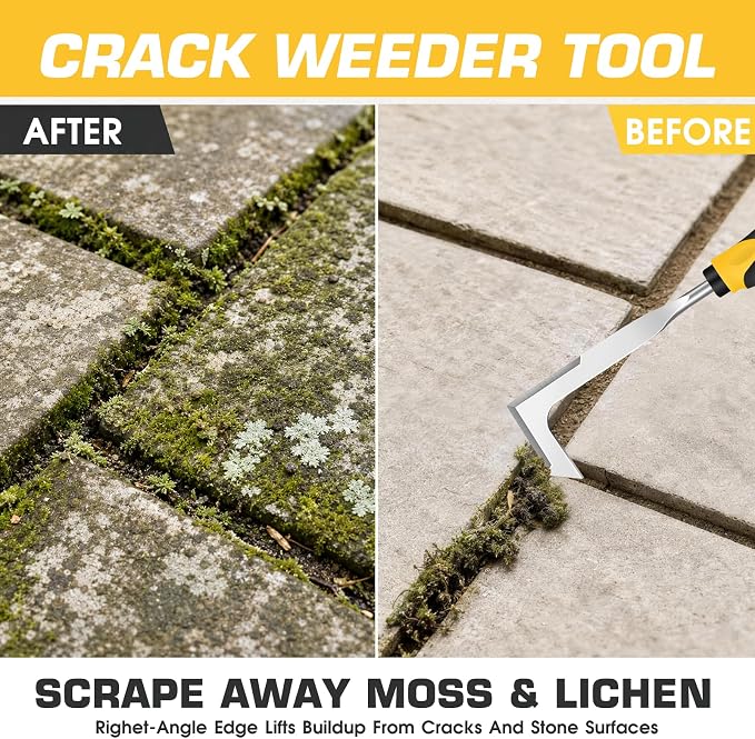 SWANSOFT Crack Weeder – Crevice Weeding Tool for Sidewalk, Driveway & Garden, Garden Tools for Weeding, Heavy-Duty Stainless Steel Crack Weeder Tool,Ergonomic Handheld Crack Weeder