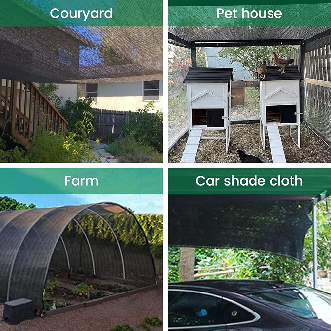 Shade Cloth, 20FT X 48FT 90% Black Outdoor Woven Sun Shade with Grommets, Durable Breathable Netting Shading Antifreezing for Patio, Garden, DIY Home, Plants Cover, Greenhouse, Dog Kennel