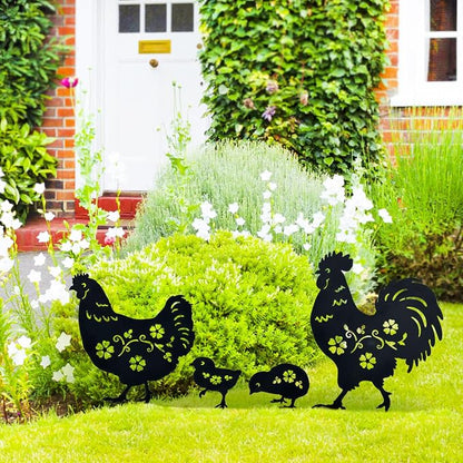 TIGGSY Chicken Metal Decorative Garden Stakes Chicken Gifts for Women/Men Chicken Lovers Gifts Silhouette Statues for Yard Art, Outside, Patio, Outdoor Decor, Garden Decorations, Lawn Ornaments