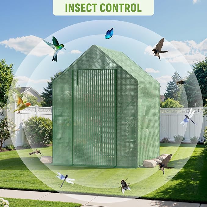 Greenhouse for Outdoors, Portable Green House, Walk in Greenhouses with Durable PE Cover, 57 x 57 x 76 inch Greenhouse with Shelves Stands,Green