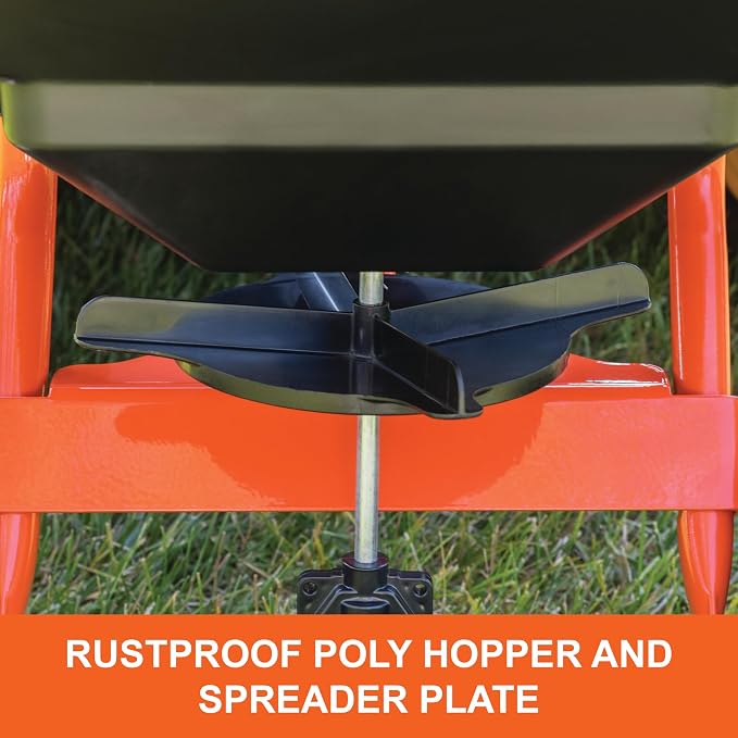 Agri-Fab Tow Behind Broadcast Spreader for Seed and Fertilizer, 85 lb Poly Hopper Capacity with Cable Flow Control, Made in USA