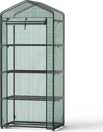 Sweetcrispy Greenhouse, Walk-in Portable Greenhouses with 2 Tier 8 Plant Shelves, Durable PVC Cover, Greenhouses for Garden Outdoor, Patio, Porch, Backyard Green Houses, Clear