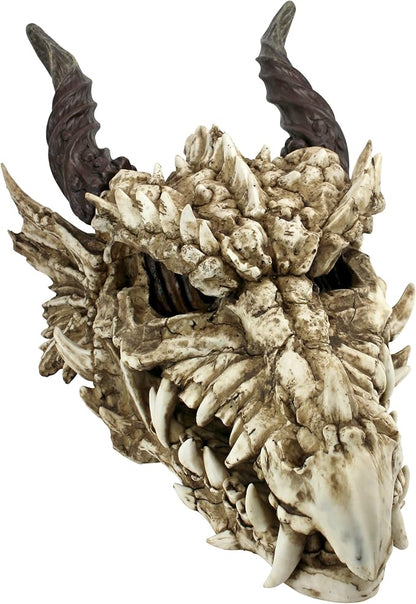 Design Toscano Stoker's Moors Dragon Skull Gothic Garden Statue, Large, 26 Inch, Polyresin, Full Color
