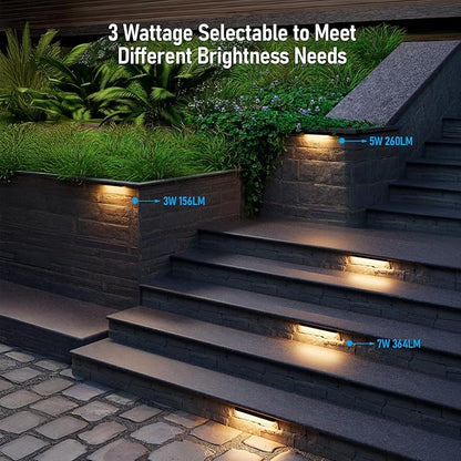 LEONLITE 8-Pack 12 Inch LED Hardscape Lighting, 3W/5W/7W, 2700K Soft White | Update Dimmable Retaining Wall Lights, Low Voltage Landscape Lighting, 12-24V AC/DC Paver Light, Outdoor Step Lights, ETL