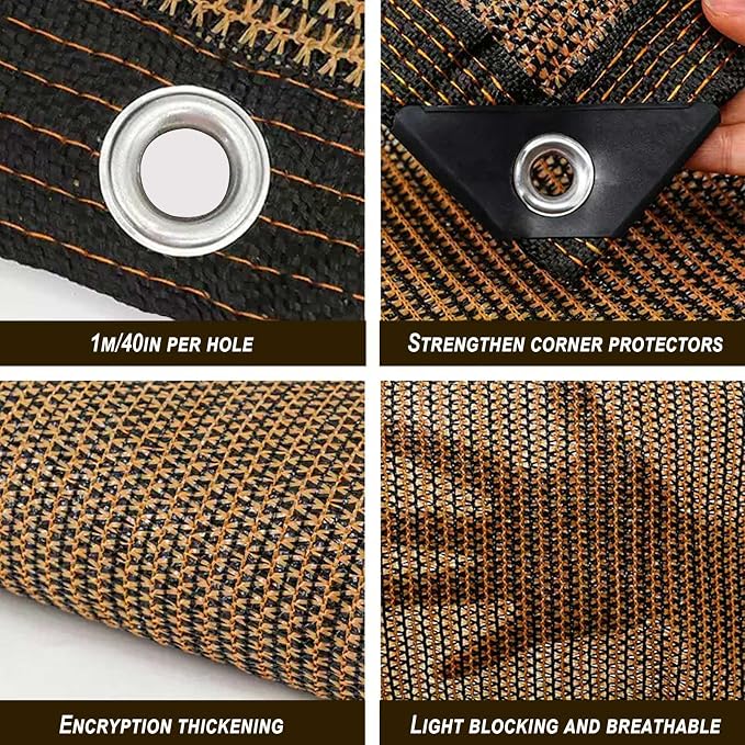 Shade Cloth for Garden,80% Mesh Tarp with Grommets Shade Cloth for Greenhouse,Patio,Vegetables,Plants Cover and Chicken Coops,Coffee Shade Net for Outdoor Garden