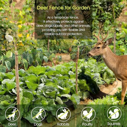Deer Fence, RIFNY 4 x 25 FT Temporary Fence for Garden Outdoor Yard, Plastic Mesh Fencing Netting to Protect Plants Fruit from Deer Dogs Chicken Animal (Black)