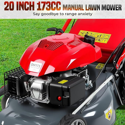 Lawn Mower Gas Powered, Gas Mower with 60l Grass Bag Big Wheels, 173cc Gas Engine 3 in 1 Mulching, Bagging & Side Discharge Self Propelled Walk-Behind Push Mower for Hills 2800RPM (Upgraded 02)