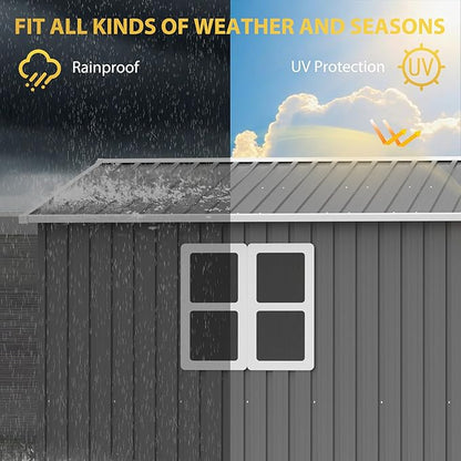 YOPTO 12x10 FT Outdoor Storage Shed, Large Metal Garden Tool Shed with Updated Frame Structure,Lockable Doors and Window,Ideal for Backyard Garden Patio Lawn, Grey