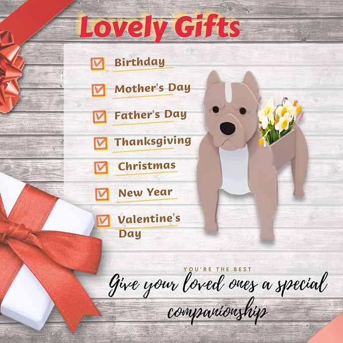 Bulldog Dog Planter Pots, 9.45 x 7.32 x 13.5 Inches | Dog Flower Pot, Cute Animal Shaped Plant Pot, Gifts for Women & Pet Lovers, Indoor Outdoor Garden Home Office Decor