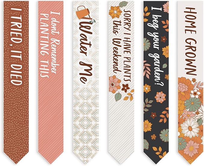 P. Graham Dunn Plant Humor Orange Patterns 6.5 x 1 Acrylic Plant Pal Garden Signs Set of 6