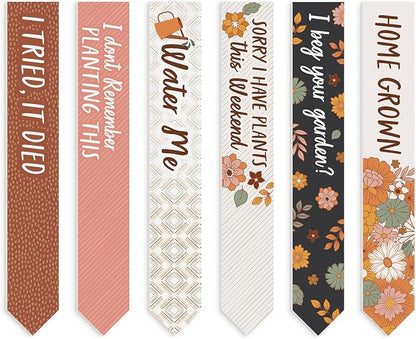 P. Graham Dunn Plant Humor Orange Patterns 6.5 x 1 Acrylic Plant Pal Garden Signs Set of 6