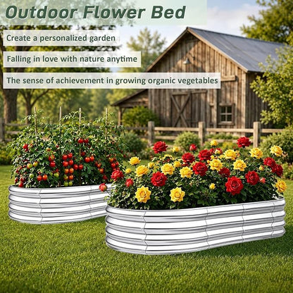 Garden Raised Garden Bed Kits, 4×2×1 FT Galvanized Raised Garden Bed for Vegetables Flowers Ground Planter Box-Modern, Metal Planter Box for Vegetables, Flowers, Herbs, Classic Silver