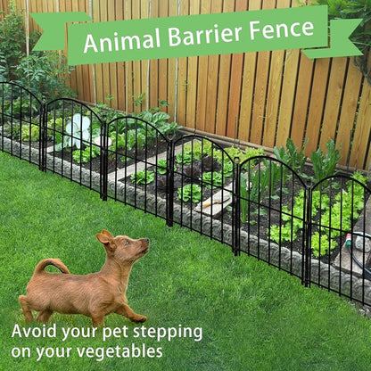 Decorative Garden Fence 17in x30ft, 30 Pack Rustproof Metal No Dig Fence Animal Barrier for Dog, Arched Flower Bed Edging Ornamental Wire Border Panel Fencing (Black, 30 Panels-17in(H) x30ft(L))