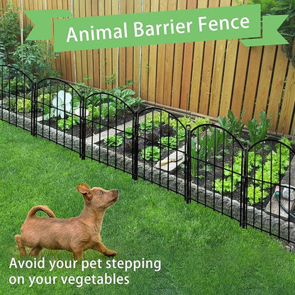 Decorative Garden Fence 17in x20ft, 20 Pack Rustproof Metal No Dig Fence Animal Barrier for Dog, Arched Flower Bed Edging Ornamental Wire Border Panel Fencing for Yard Patio Outdoor Decor