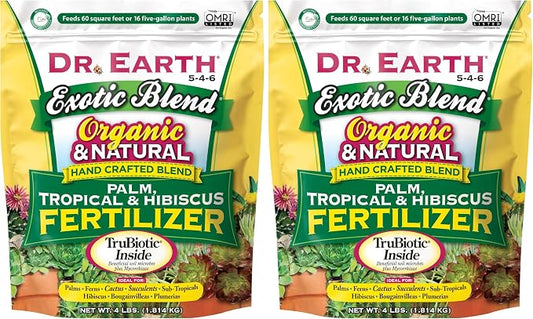 DR EARTH INC 756P Exotic Dr. Earth Exoitc Blend Palm, Tropical & Hibiscus Fertilizer 4lb, Natural (Pack of 2)