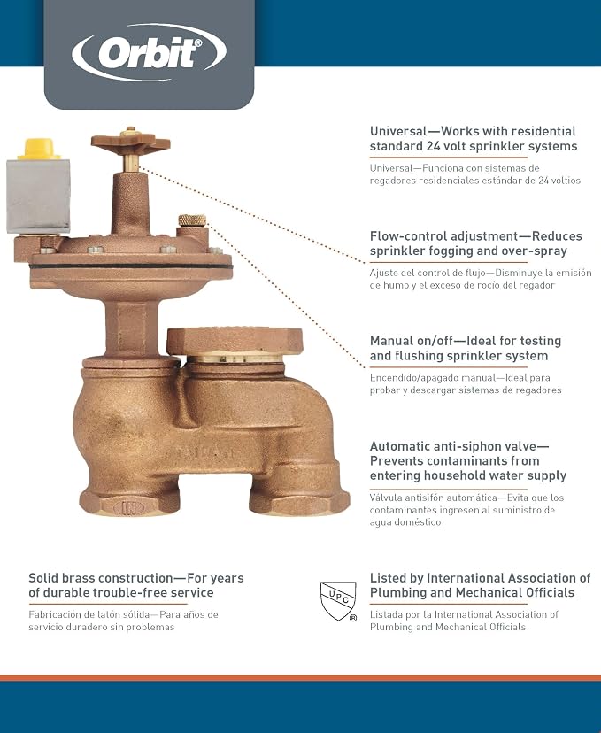 Orbit 57065 3/4-Inch FPT Brass Automatic Anti-Siphon Valve with Flow Control (Pack of 5)