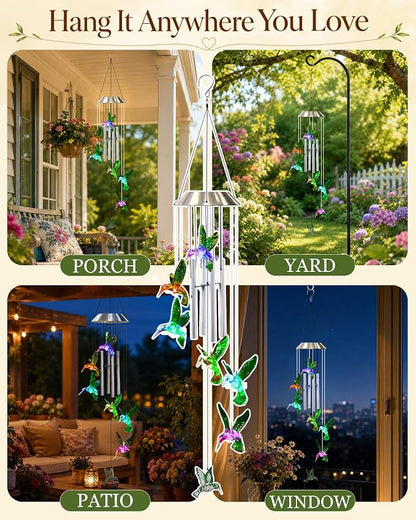 Nacome Wind Chimes for Outside: Tubes Memorial Wind Bell Mother's Day Birthday Gifts for Mom Women Grandma Her - Yard Garden Indoor Outdoor Decor (Hummingbird)