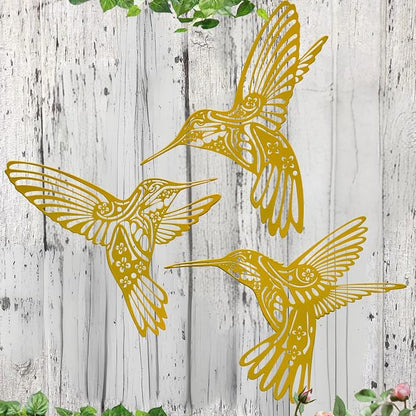 Metal Hummingbird Outdoor Wall Art Decor-Colorful Birds Wall Decorations Hanging Decor Ornaments-Modern Abstract Silhouette Wall Sculpture for Kitchen Patio Bedroom Living Room Bathroom Fence Balcony