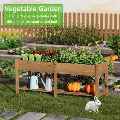 72x24x30.7in Wooden Raised Garden Bed with Legs Elevated Planter Box Gardening Outdoor Planter Box Patio Kit Planting Bed for Vegetables Flowers Herbs Outdoor for Patio Balcony Backyard (Brown, Large)