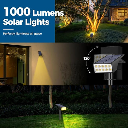 WENATY Solar Spot Lights Outdoor, Solar Lights Outdoor Waterproof IP65, 4 Lighting Modes Solar Powered Spotlights Yard Garden Landscape Pathway Solar Security Lights for Outside (Warm White, 6 Pack)