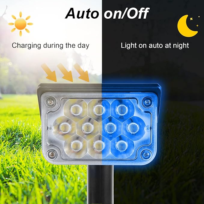 Solar Spot Lights Outdoor, Blue Solar Spotlights Landscape Lighting with IP65 Waterproof 20 LEDs Landscape Spotlight for Garden Path Yard Holiday Decoration 4 Pack