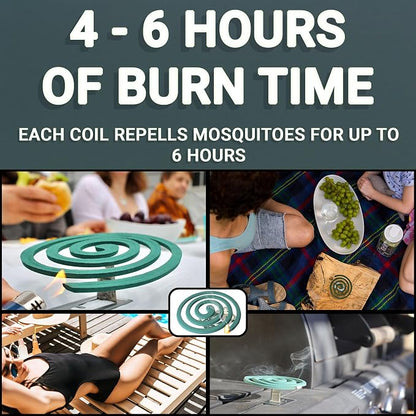 W4W Mosquito Repellent Coils - Outdoor Use Reaches Up to 10 feet - Each Burns for 5-7 Hours (Three Pack Contains 12 coils & 6 Stands)