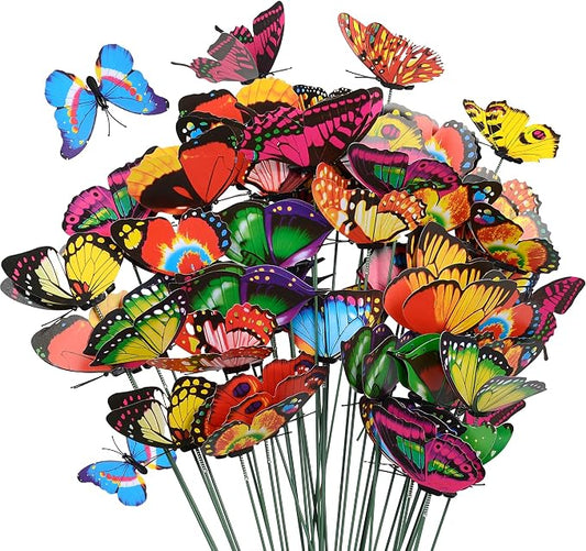 40 Pcs Decorative Butterfly Garden Stakes, 11.4 inch Waterproof Butterfly Picks for Flower Bouquet Arrangements, Colorful Plant Stick Kit Decorations for Patio Yard Pot (Multicolor)