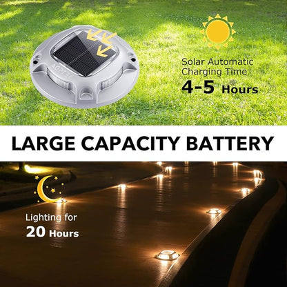 AGPTEK Solar Driveway Lights Outdoor 24 Pack, 2 Color Modes LED Deck Dock Marine Waterproof Driveway Marker Lights for Step Sidewalk Stair Garden Pathway Walkway Yard (Warm White/Cool White)