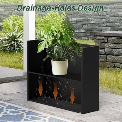 Metal Tall Planter 38" L x 12" W x 30" H | Long Rectangular Planter Box, Drainage Holes & Removable Shelf, Heavy Duty Steel Planter for Tall Plants, Flowers or Shrubs