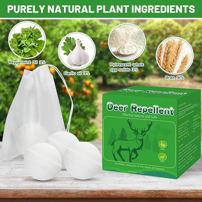 24 Pack Powerful Deer Repellent Balls, Natural Deer Deterrent and Rabbit Repellent Outdoor