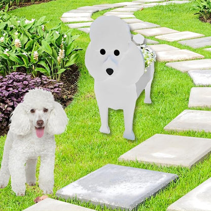 Poodle Dog Planter Pots, 9.45 x 8.35 x 13.39 Inches | Dog Flower Pot, Cute Animal Shaped Plant Pot, Gifts for Women & Pet Lovers, Indoor Outdoor Garden Home Office Decor