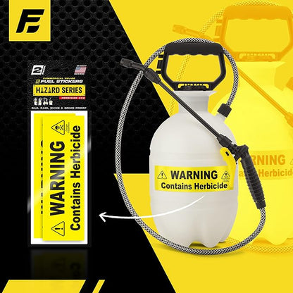 Herbicide Sticker - Warning Label Signage for Pump and Garden Sprayers: Weather and Fade Resistant, Extreme Stick, Commercial Grade, Herbicide Labels - USA Made (2 Labels)