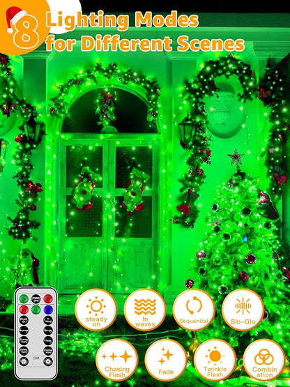 BrightChristmas 500 LED 164 FT Christmas Lights, Waterproof Outdoor String Lights with Remote and Timer, Christmas Tree Lights with 8 Modes Dimmable, Fairy Lights for Holiday Decor (Green)