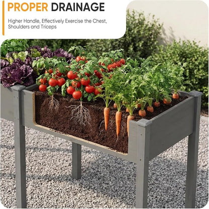 NEWBULIG Raised Garden Bed Wood 72x23x30in, Elevated Wood Planter Box Stand with Legs for Outdoors Balcony Backyard, Raised Garden Bed for Planting Herbs Flowers Vegetables, Grey