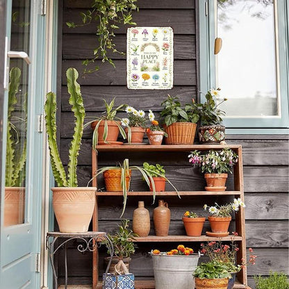 Gardening Gifts for Women Garden Decor for Outside Whimsical Patio decor | Garden Gifts This Is My Happy Place Sign Garden Signs For Outside Greenhouse Yard Backyard House Decor Garden Decorations