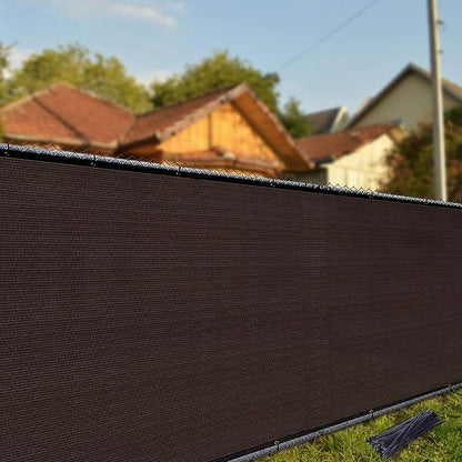 iCover 8x50ft Privacy Screen Fence, Outdoor Fencing Panels, Garden Windscreen Mesh Shade Sail Net Barrier, Include Reinforced Bindings and Brass Grommets Cable Zip Ties, Brown