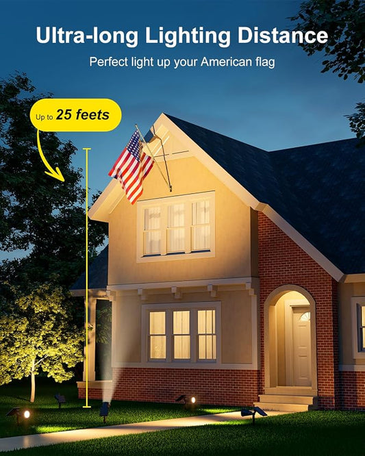 2 Pack Solar Spotlights Outdoor Waterproof for Christmas Hanging, Tree, Wreaths, Snowman, Elk, Adjustable Panel Solar Power Landscape Uplights for Outside Garden, Backyard, Patio, Sidewalk,Warm White