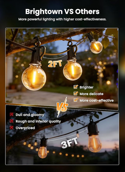 Brightown 38FT 16LED Solar String Lights Outdoor with USB Port, Shatterproof Bulbs, 3 Modes, Patio Lights Solar Powered for Camping Backyard Garden Decor - Last for 20+Hrs