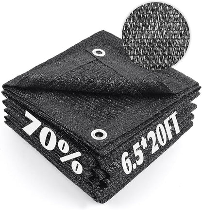 Cool Area 70% Sun Shade Cloth Mesh Tarp with Grommets for Plant Cover 6.5x20ft Patio Canopy Garden Pergola Greenhouse Car Barn Kennel Black