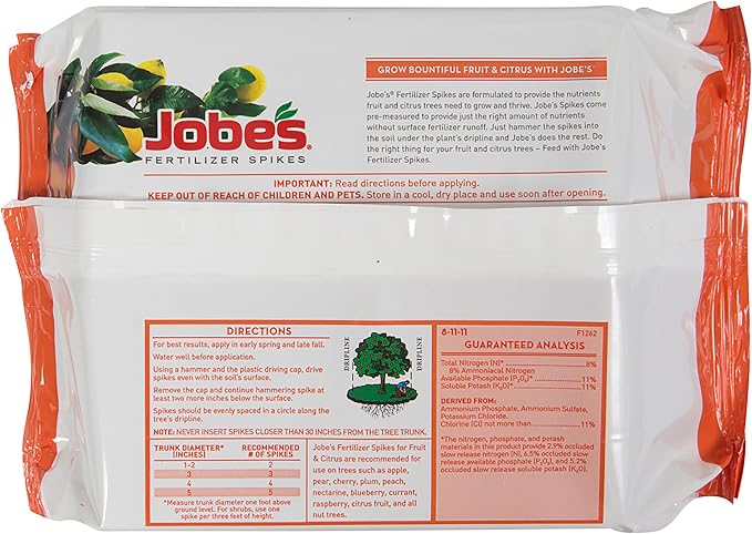 Jobe’s Garden Fertilizer Spikes, Easy Plant Care Slow Release Fertilizer for Fruit and Citrus Plants and Trees, 9 Count