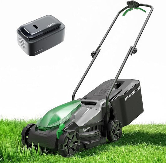 14" Cordless Lawn Mower, 20V Lightweight Push Mower with 8.0Ah Battery, Ultra-Quiet Motor for Small Yards, Lawn Care, Backyard Maintenance