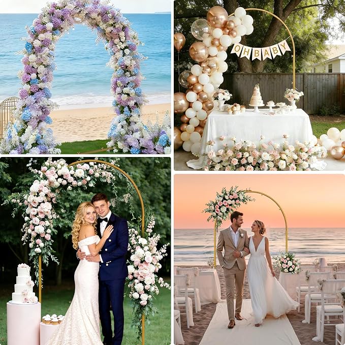 Gold Metal Arch Backdrop Stand, 7.2FT Wedding Arch Stand for Birthday Party Bridal Baby Shower Graduation Ceremony Photo Booth Garden Floral Balloon Arches Decoration
