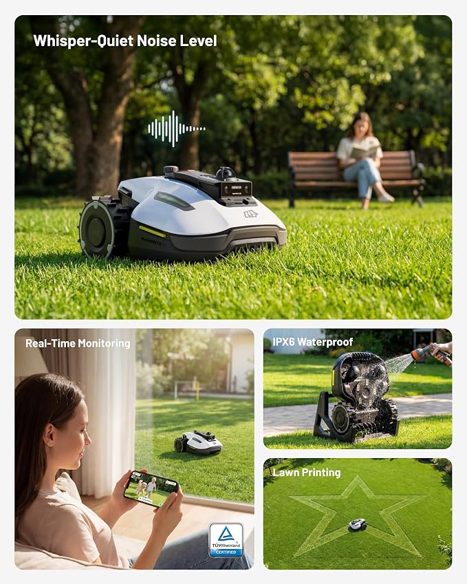 (2026 Upgrade) Mammotion YUKA mini 2 1000H Robotic Lawn Mower, for 0.25 Acre, 360° LiDAR + AI Vision, 45% Slope, DropMow, Smart Battery Management,Cutting Heights 2.0"-3.5"