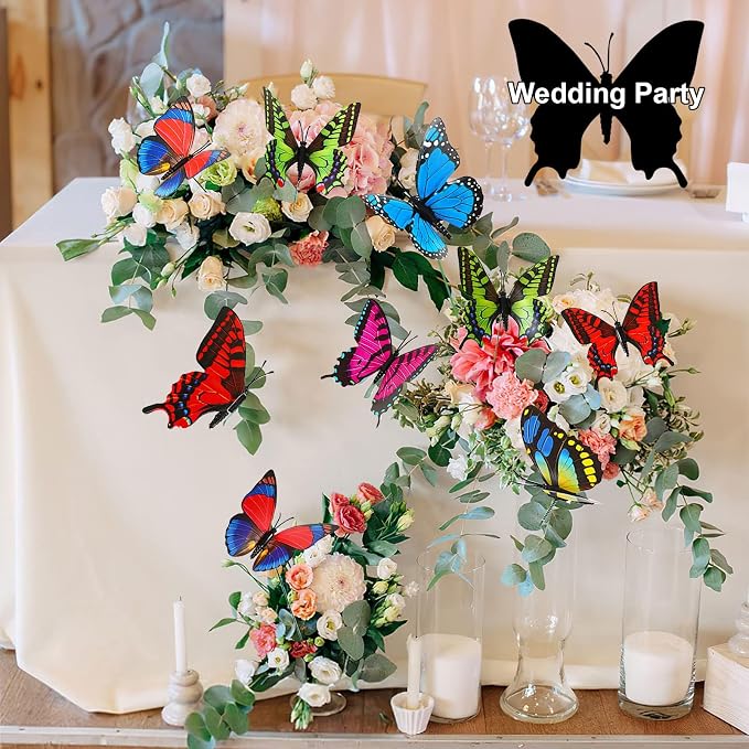 Augshy 75 Pcs Butterfly Decoration Stakes Garden Butterfly Wing Width 3.5in Ornaments for Indoor/Outdoor Christmas Decor