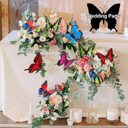 Augshy 75 Pcs Butterfly Decoration Stakes Garden Butterfly Wing Width 3.5in Ornaments for Indoor/Outdoor Christmas Decor