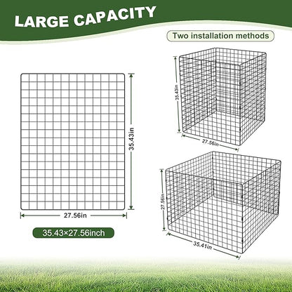 Large Compost Bin Outdoor, Square Mesh Garden Wire Compost Bin for Stacking Leaves and Yard Waste Black 36X36X28 Inches