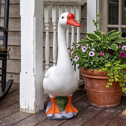 20" Large Porch Goose Statue Decor, White Lifelike Lawn Goose Sculpture ,Resin Indoor or Outdoor Decorative Figurine for Garden, Patio, Yard, Entryway Accent, Unique Housewarming Gift, Gifts for Mom