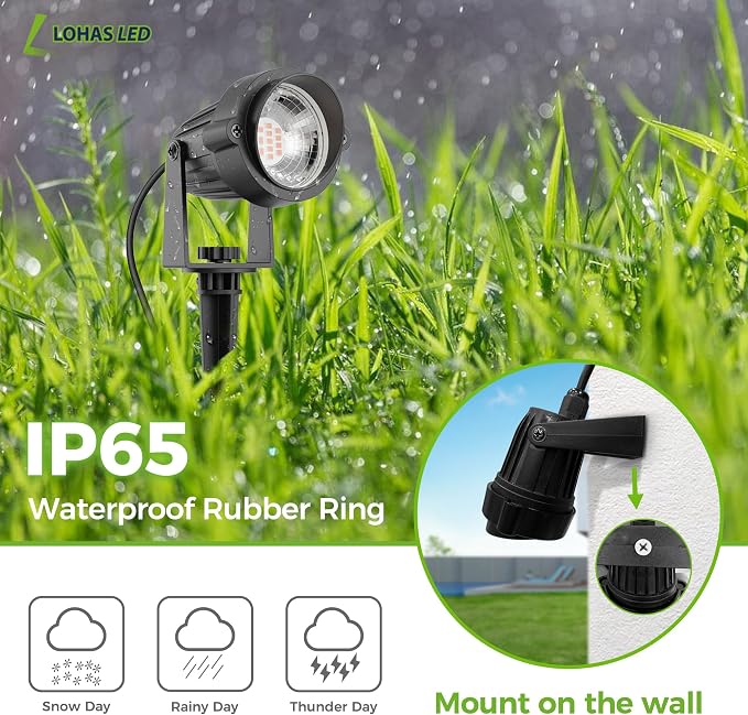 L LOHAS LED Dusk to Dawn Plug in Spot Lights Outdoor, Warm White, 1 Pack | Dusk to Dawn Sensor, 5W 120V 450LM, 9.84-ft Cord, IP66 Waterproof, UL Listed Pathway Garden Outside Lights