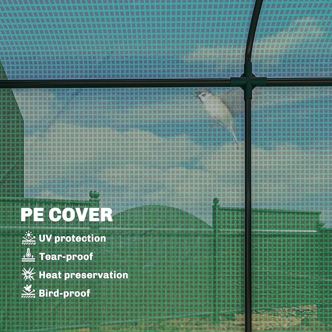 Outsunny Mini Greenhouse, Portable Greenhouse with Roll-Up Door and 2 Mesh Windows, Small Green House with PE Cover for Garden Patio Lawn, 78.7" x 29.5" x 74", Green