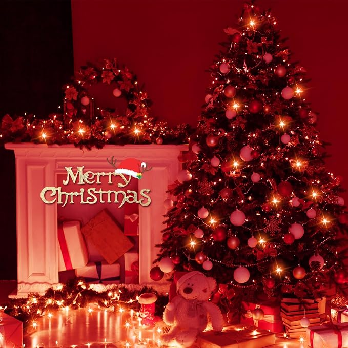 300 Led Red String Lights Outdoor Waterproof Christmas Decorations, 108 Ft Fairy Lights for Bedroom, 8 Modes Plug in Christmas Lights for Outside Room Decor